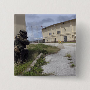 Chapa Cuadrada Un infante de marina fija seguridad