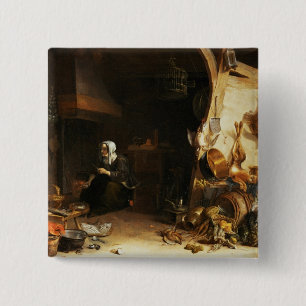 Chapa Cuadrada Un interior de la cocina con un chica de criado