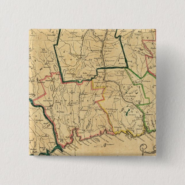 Chapa Cuadrada Un mapa correcto de Connecticut (Anverso)