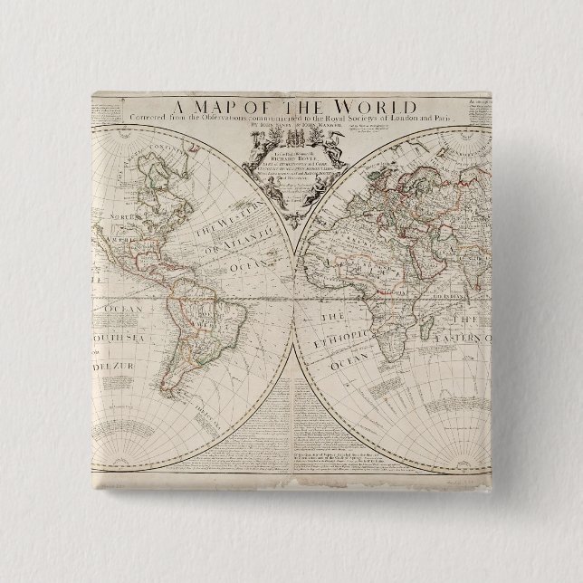 Chapa Cuadrada Un mapa del mundo (Anverso)