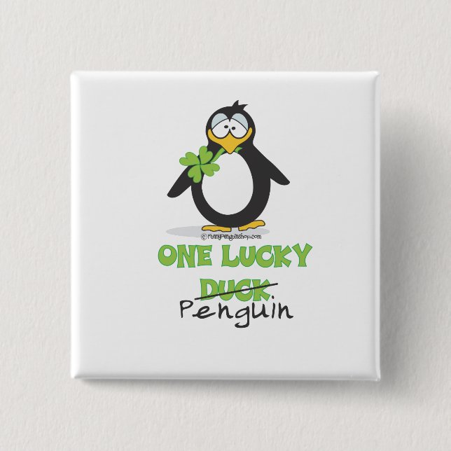 Chapa Cuadrada Un pingüino afortunado del pato (Anverso)