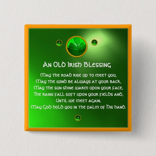 Chapa Cuadrada Un viejo Shamrock irlandés de bendición (Anverso)
