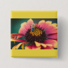 Chapa Cuadrada Una abeja en una flor