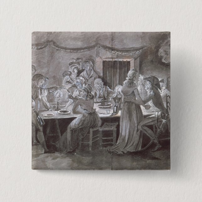 Chapa Cuadrada Una comida de la boda de la tarde (Anverso)