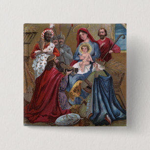 Chapa Cuadrada Una feliz escena de ChristmasNativity