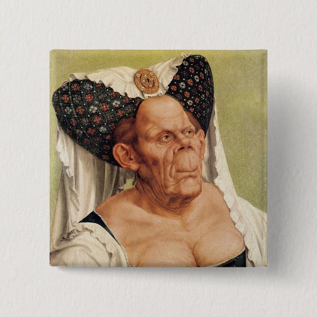 Chapa Cuadrada Una mujer mayor grotesca, posiblemente princesa (Anverso)