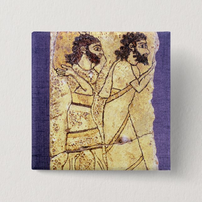 Chapa Cuadrada Una placa que representa caminar de dos hombres (Anverso)