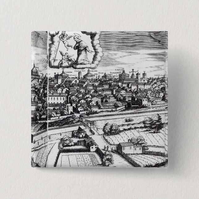 Chapa Cuadrada Una sección de un mapa de Milano, 1640 (Anverso)