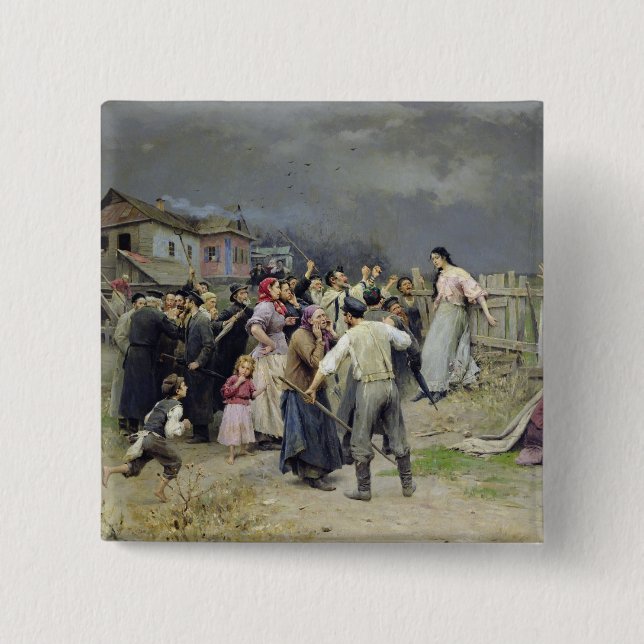 Chapa Cuadrada Una víctima del fanatismo, 1899 (Anverso)