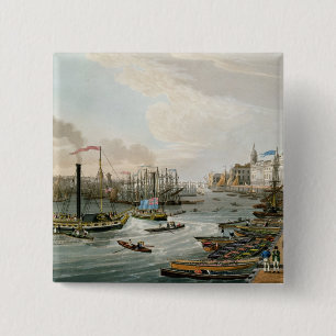 Chapa Cuadrada Una vista el puente de Londres y aduanas