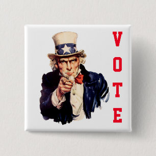 Chapa Cuadrada Uncle Sam Republican Vote