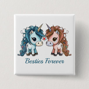 Chapa Cuadrada Unicorn Besties para siempre