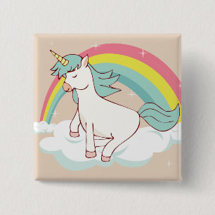 Chapa Cuadrada Unicornio Adorable
