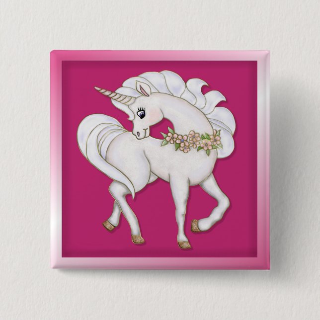 Chapa Cuadrada Unicornio blanco (Anverso)