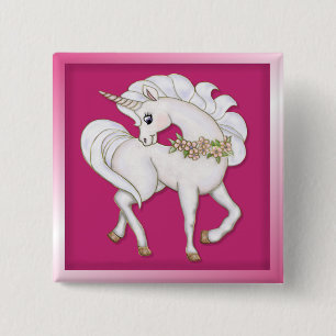 Chapa Cuadrada Unicornio blanco