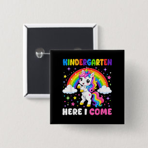 Chapa Cuadrada Unicornio de jardín de infantes aquí vengo De vuel