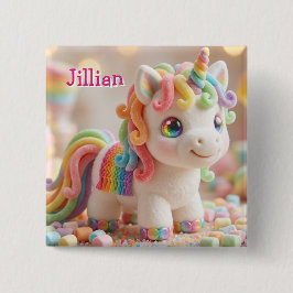 Chapa Cuadrada Unicornio de Malvavisco y Sueño de Caramelo Pastel