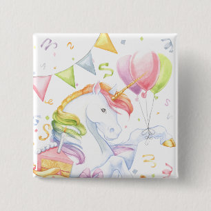 Chapa Cuadrada Unicornio del cumpleaños