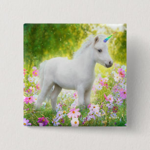 Chapa Cuadrada Unicornio Pony Blanco