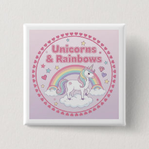 Chapa Cuadrada Unicornios y Arcoíris