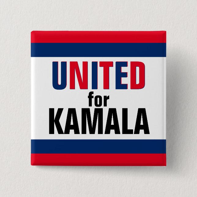 Chapa Cuadrada Unidos por el Presidente Kamala Harris 2024 (Anverso)