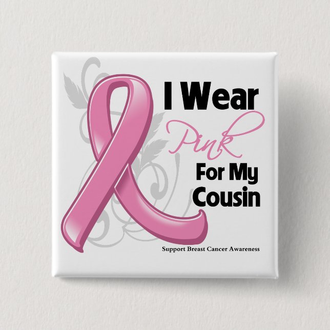 Chapa Cuadrada Uso Rosa Para Mi Primo - Cáncer De Mama (Anverso)