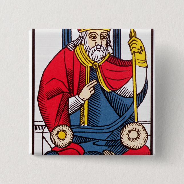 Chapa Cuadrada V el papa, carta de tarot (Anverso)