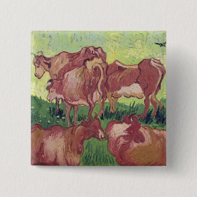 Chapa Cuadrada Vacas de Vincent van Gogh el |, 1890 (Anverso)