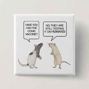 Chapa Cuadrada Vacuna de Lab Rat Covid Funny