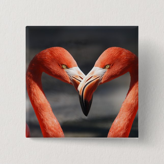 Chapa Cuadrada Valentine Flamingo (Anverso)