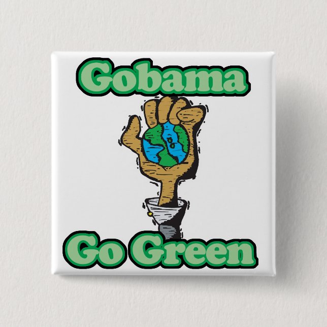 Chapa Cuadrada Vamos Obama vamos verde (Anverso)