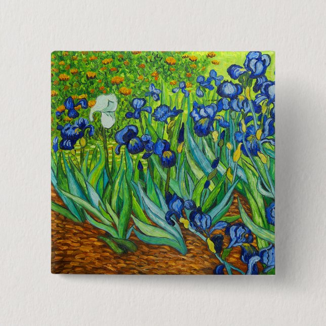 Chapa Cuadrada Van Gogh Irises (Anverso)