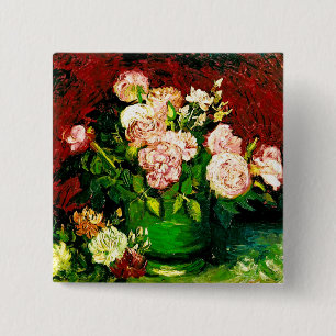 Chapa Cuadrada Van Gogh Peonies y Rosas