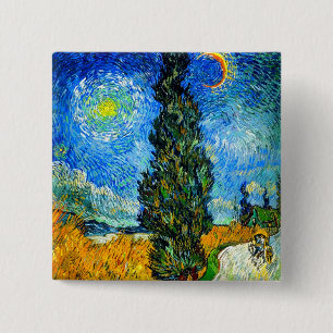 Chapa Cuadrada Van Gogh Road con Cypress y Star
