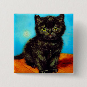 Chapa Cuadrada Van Gogh Style Pouting Kitten