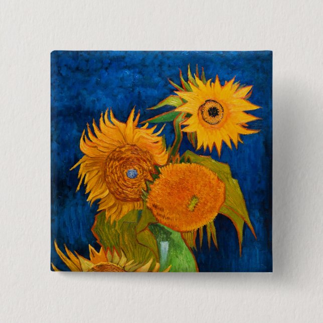 Chapa Cuadrada Van Gogh Sunflowers (Anverso)