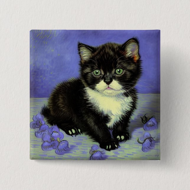 Chapa Cuadrada Van Gogh Tuxedo Kitten (Anverso)