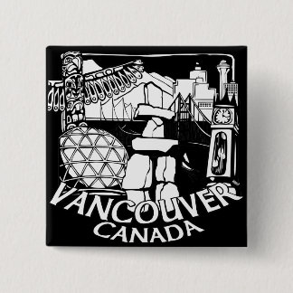 Chapa Cuadrada Vancouver Canada Souvenir Buttons Gastown Art Gift