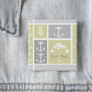 Chapa Cuadrada Vane del clima de peces náutico amarillo y gris