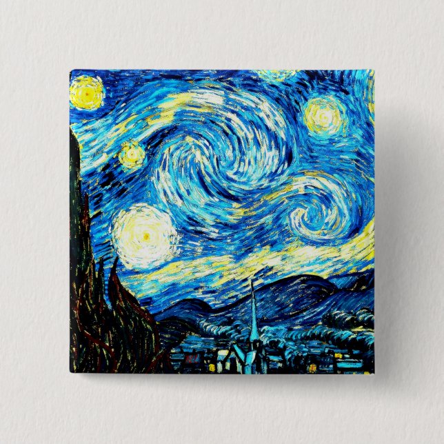 Chapa Cuadrada VanGogh, Noche Starry (Anverso)