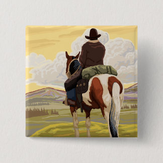 Chapa Cuadrada Vaquero en Poster de viajes a caballo