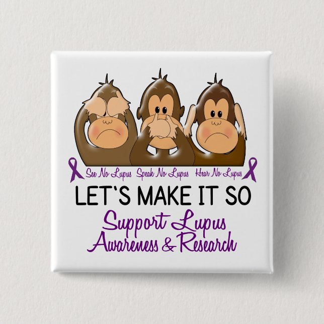 Chapa Cuadrada Vea que hablar no oiga ningún lupus 2 (Anverso)