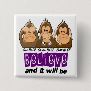 Chapa Cuadrada Vea que hablar no oiga ninguna fibrosis quística 