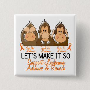 Chapa Cuadrada Vea que hablar no oiga ninguna leucemia 2