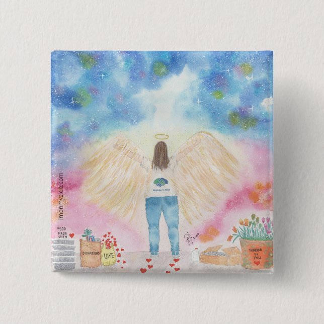 Chapa Cuadrada Vecino En Necesidad De Pin (Anverso)