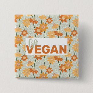 Chapa Cuadrada ¡Vegan! Flores retro de los años 70 apagadas
