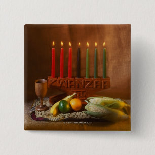 Chapa Cuadrada Velas de Kwanzaa y comida