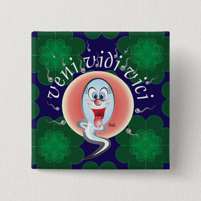 Chapa Cuadrada veni vidi vici Button (Anverso)