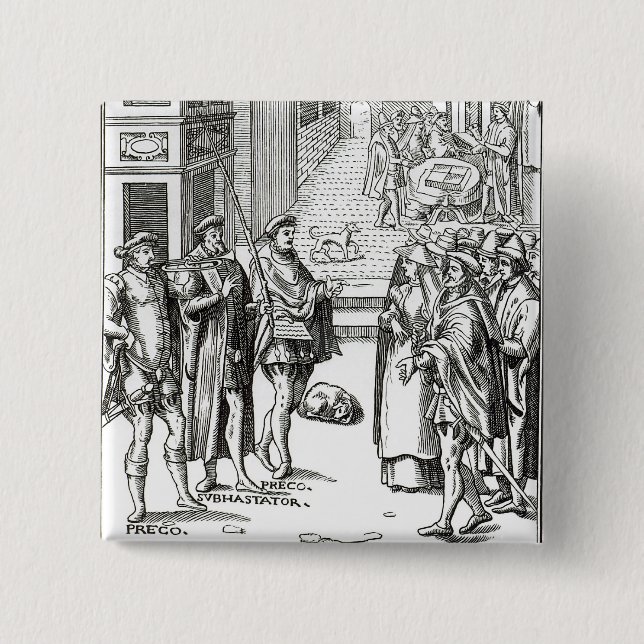Chapa Cuadrada Venta del pregonero, después de un grabar en (Anverso)