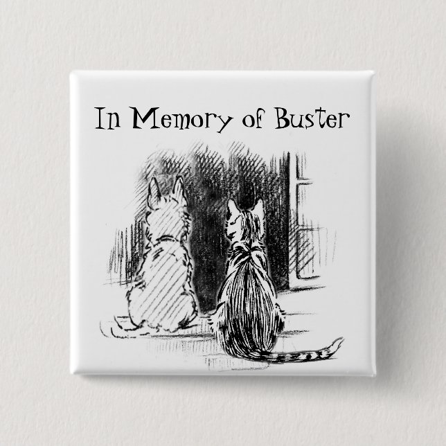Chapa Cuadrada Ventana Mirando al Perro y al Gato, Simpatía Masco (Anverso)